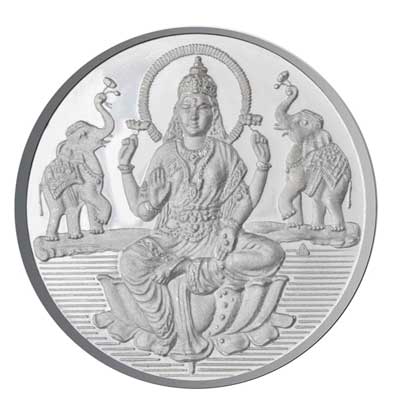 "5 Grams Lakshmi Silver Coin 99.9 Purity - SJSC001DA99 - Click here to View more details about this Product